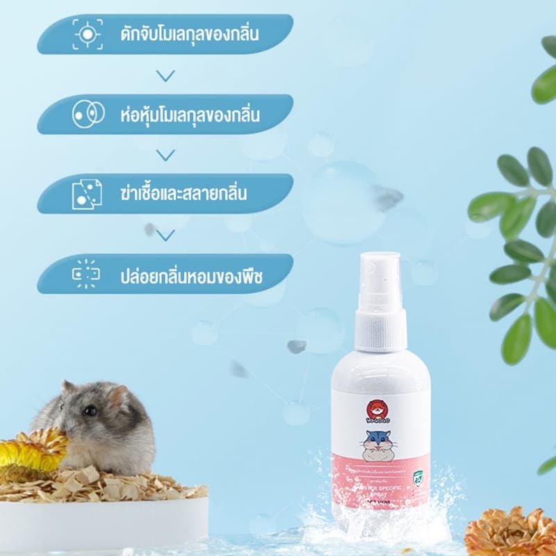 yugogoสเปรย์ดับกลิ่นฉี่ พื้นที่อยู่อาศัย สำหรับสัตว์เลี้ยงขนาดเล็ก หนูแฮมสเตอร์ กระต่าย เม่น เมาส์ดัตช์ ชูการ์ไรเดอร์ รูปที่ 3