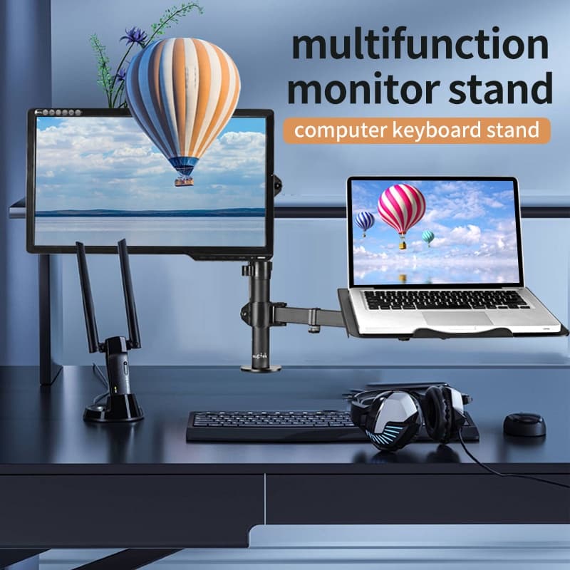 ขาตั้งจอคอม ขาตั้งโน๊ตบุ๊ค ขาตั้งจอคอมพิวเตอร์ Monitor+Laptop Stand 17-32นิ้ว 2-9kg ขาตั้งโน๊ตบุ๊ค แขนอะลูมิเนียมคู่ รูปที่ 2