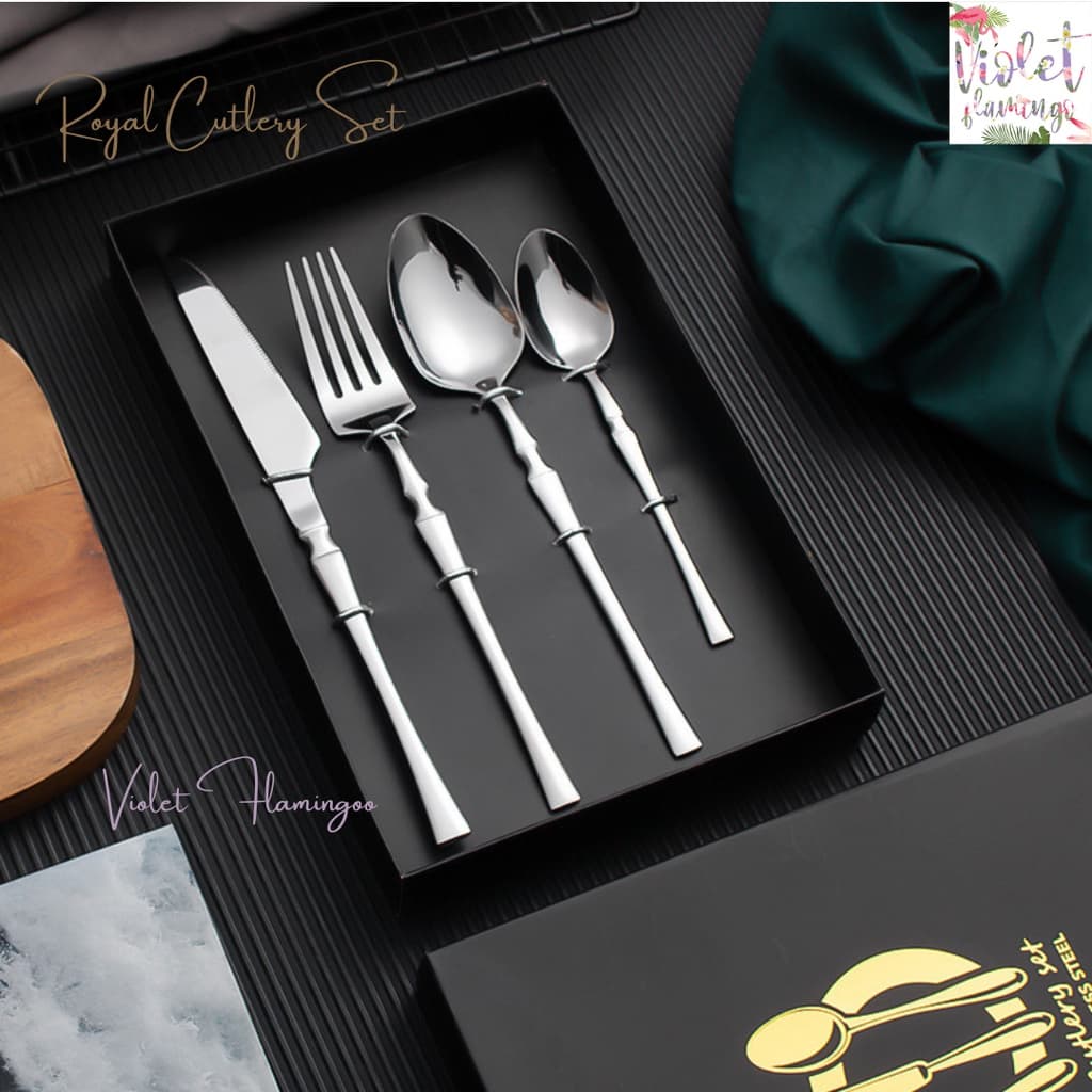Violet Flamingo ชุดช้อนส้อมมีดและช้อนขนม 4 ชิ้น รุ่น Luxuria Cutlery Set วัสดุสแตนเลส สวยหรู น้ำหนักเบา ใช้ง่าย รูปที่ 8