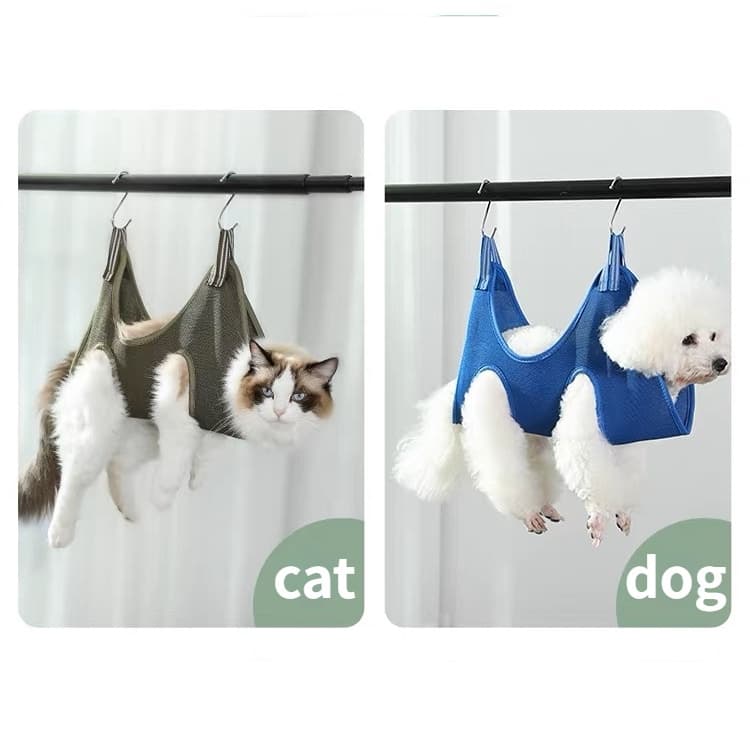 เปลญวนสัตว์เลี้ยง Hammock เปลแมว ป้อนยา อาบน้ำ ตัดเล็บ แต่งขน ป้องกันหนีได้ สะดวกสะอาดปลอดภัย สำหรับแมวสุนัข รูปที่ 6