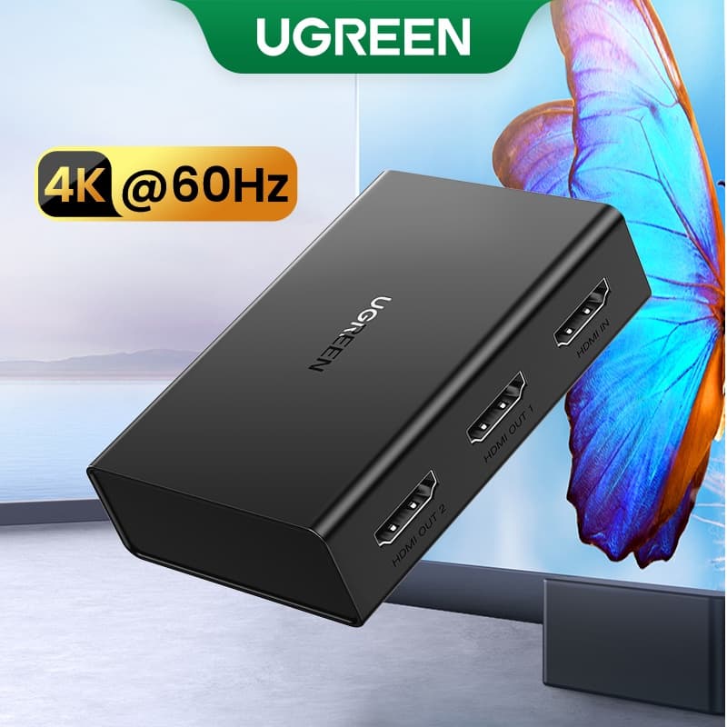 UGREEN HDMI Splitter 4K60Hz สวิทช์ 1 ใน 2 Out HDMI 2.0 อะแดปเตอร์ HDMI Switcher สําหรับ PS4/Xbox 360/Switch/Macbook/TV รูปที่ 1