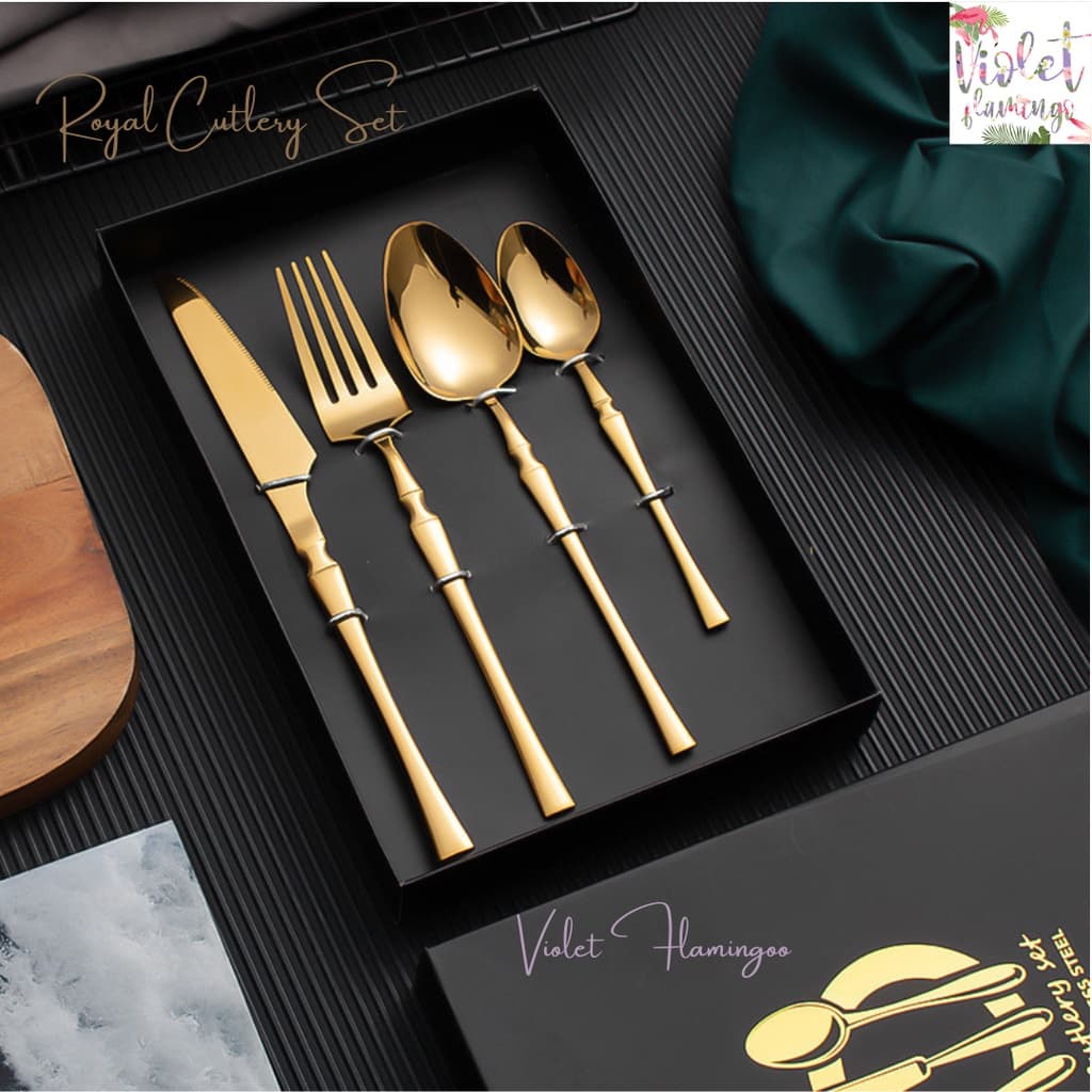 Violet Flamingo ชุดช้อนส้อมมีดและช้อนขนม 4 ชิ้น รุ่น Luxuria Cutlery Set วัสดุสแตนเลส สวยหรู น้ำหนักเบา ใช้ง่าย รูปที่ 9
