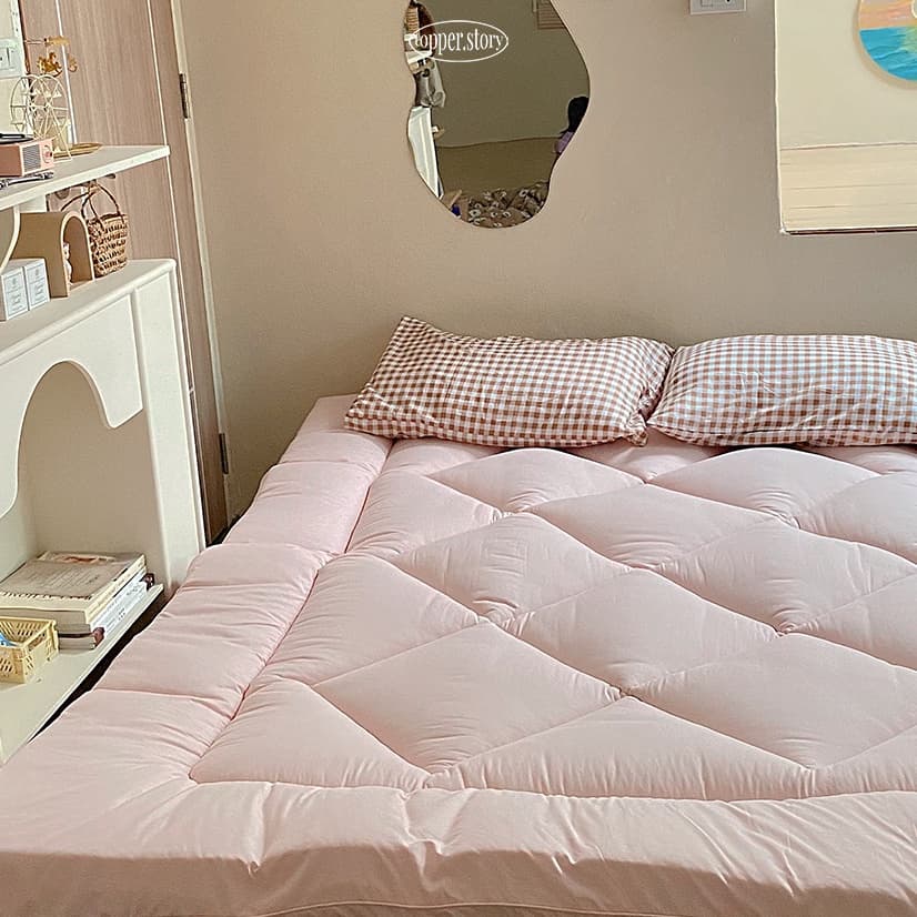 ที่นอน Topper สีชมพู ท็อปเปอร์ หนาปกติ4นิ้ว หนานุ่ม เบาะรองนอน ท็อปเปอร์ปูนอนพื้น รูปที่ 3