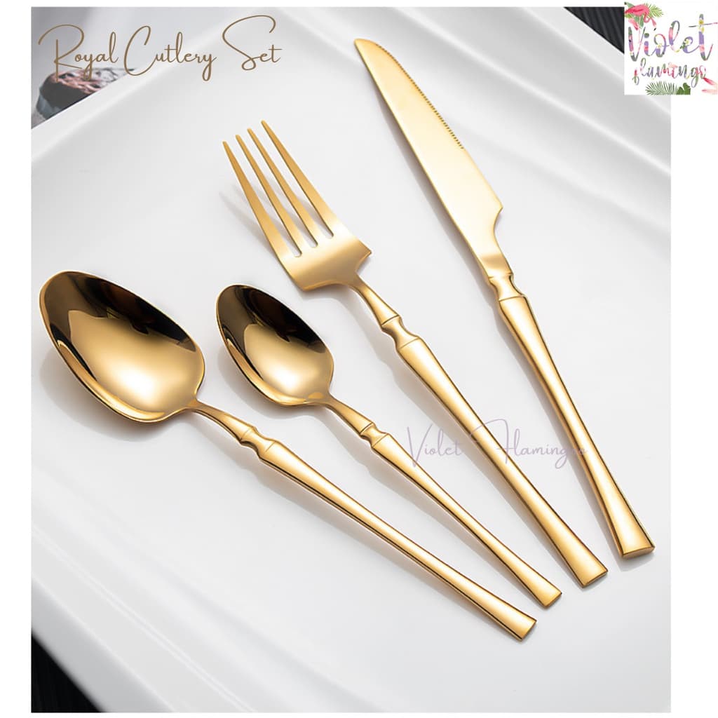 Violet Flamingo ชุดช้อนส้อมมีดและช้อนขนม 4 ชิ้น รุ่น Luxuria Cutlery Set วัสดุสแตนเลส สวยหรู น้ำหนักเบา ใช้ง่าย รูปที่ 4