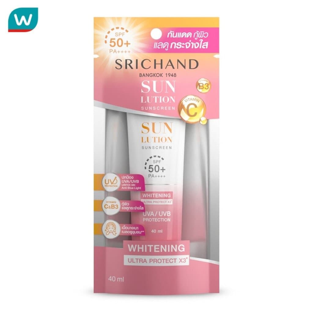 Srichand ศรีจันทร์ ครีมกันแดด ซันลูชั่น สกิน ไวท์เทนนิ่ง ซันสกรีน SPF50+ PA++++ 40มล. รูปที่ 2