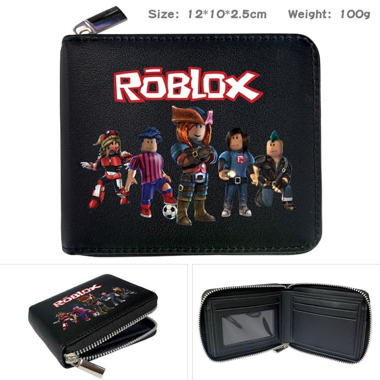 Hot Game Roblox Black Simple Casual Student Short Wallet Boy Girl Cartoon ID Coin Bifold Short Purse รูปที่ 2