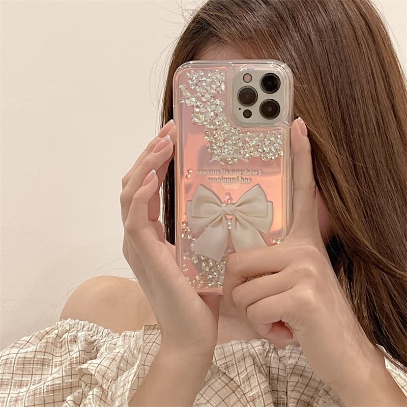 Diamond QuicksandFor iPhone 17 16 15 14 13 12 pro max Casing Girl เคสกันกระแทก Bowknot รูปที่ 9