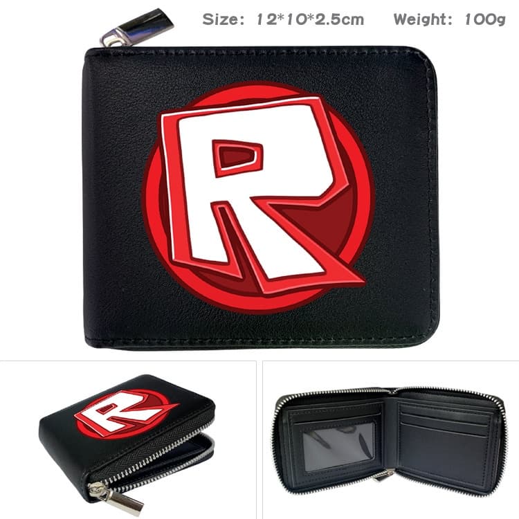 Hot Game Roblox Black Simple Casual Student Short Wallet Boy Girl Cartoon ID Coin Bifold Short Purse รูปที่ 7