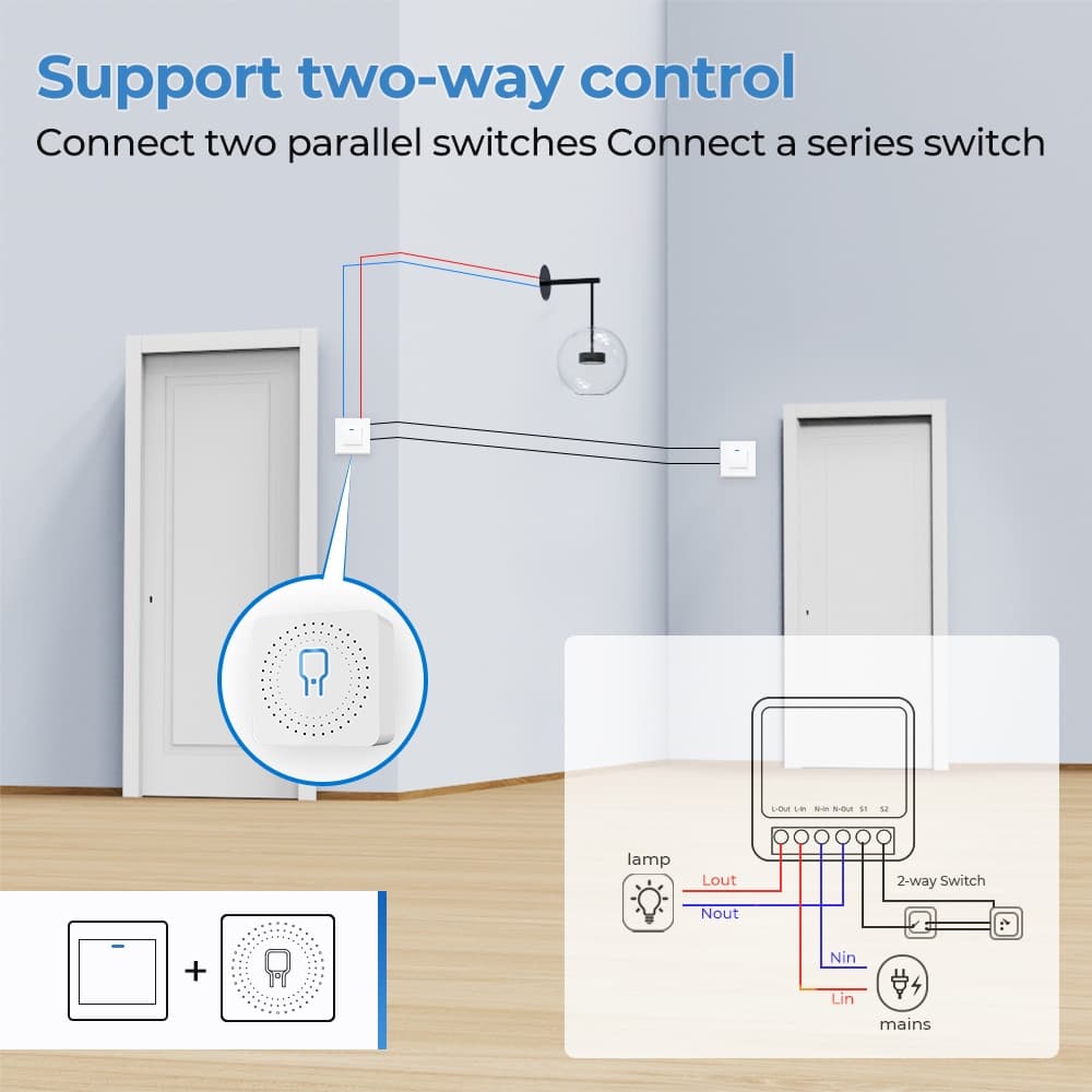 SMATRUL รีเลย์สวิตช์ WiFi อัจฉริยะ รุ่น Mini | รองรับไฟ DC/AC | ควบคุมด้วยแอป Tuya + รีโมท 433MHz | 16A รูปที่ 5