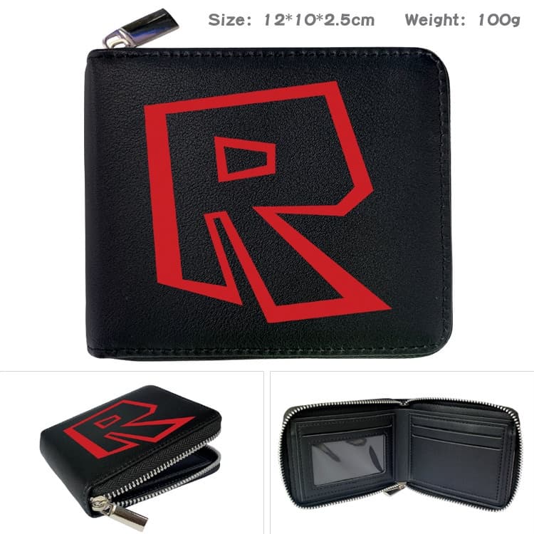 Hot Game Roblox Black Simple Casual Student Short Wallet Boy Girl Cartoon ID Coin Bifold Short Purse รูปที่ 8