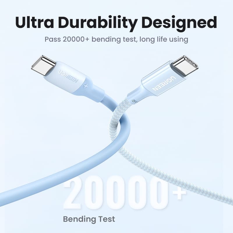 Ugreen สายเคเบิล USB C 60W Type C เป็น Type C สําหรับ MacBook Samsung Huawei PD60W USB Type C สายชาร์จเร็ว ซิลิโคนเหลว รูปที่ 7