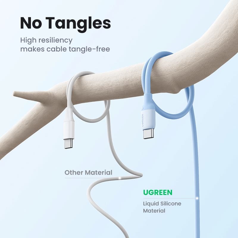 Ugreen สายเคเบิล USB C 60W Type C เป็น Type C สําหรับ MacBook Samsung Huawei PD60W USB Type C สายชาร์จเร็ว ซิลิโคนเหลว รูปที่ 5