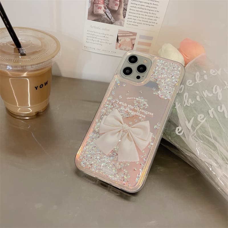 Diamond QuicksandFor iPhone 17 16 15 14 13 12 pro max Casing Girl เคสกันกระแทก Bowknot รูปที่ 4