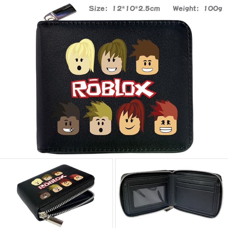 Hot Game Roblox Black Simple Casual Student Short Wallet Boy Girl Cartoon ID Coin Bifold Short Purse รูปที่ 4