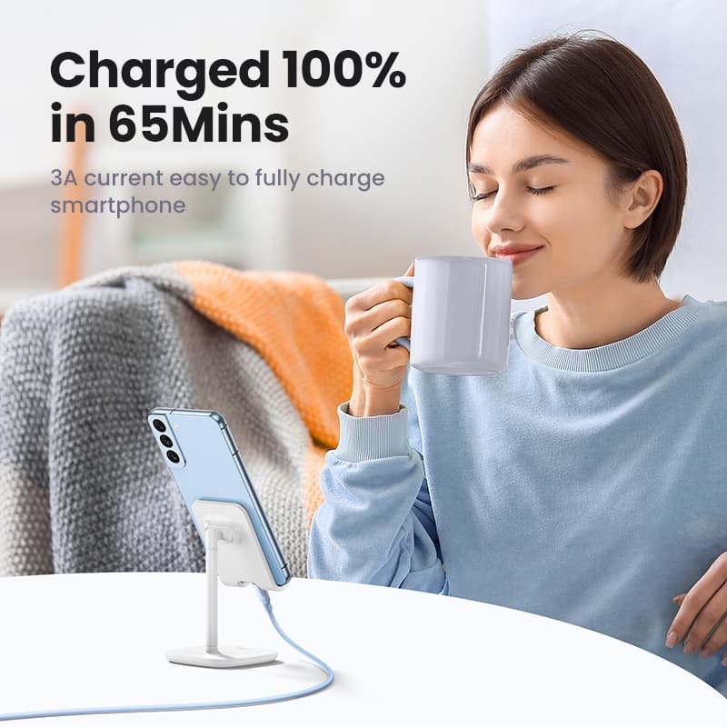 Ugreen สายเคเบิล USB C 60W Type C เป็น Type C สําหรับ MacBook Samsung Huawei PD60W USB Type C สายชาร์จเร็ว ซิลิโคนเหลว รูปที่ 4