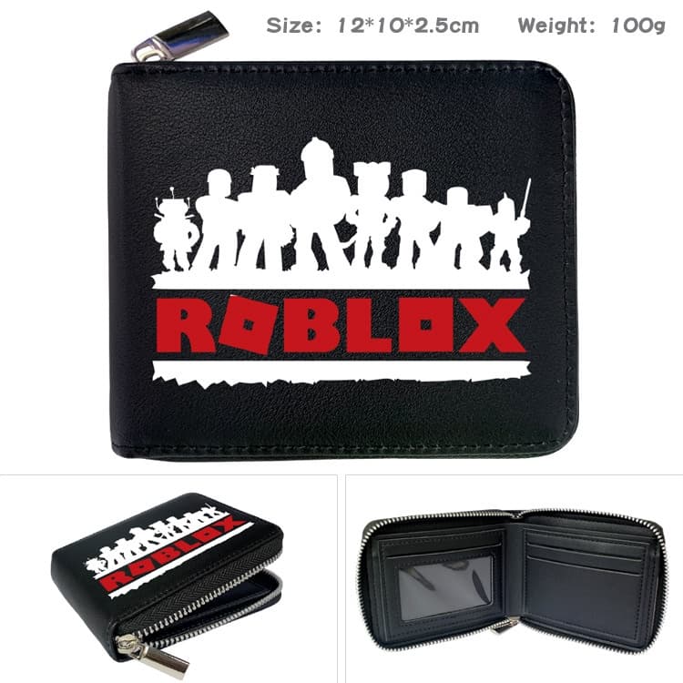 Hot Game Roblox Black Simple Casual Student Short Wallet Boy Girl Cartoon ID Coin Bifold Short Purse รูปที่ 5