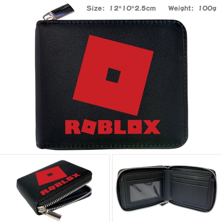 Hot Game Roblox Black Simple Casual Student Short Wallet Boy Girl Cartoon ID Coin Bifold Short Purse รูปที่ 9