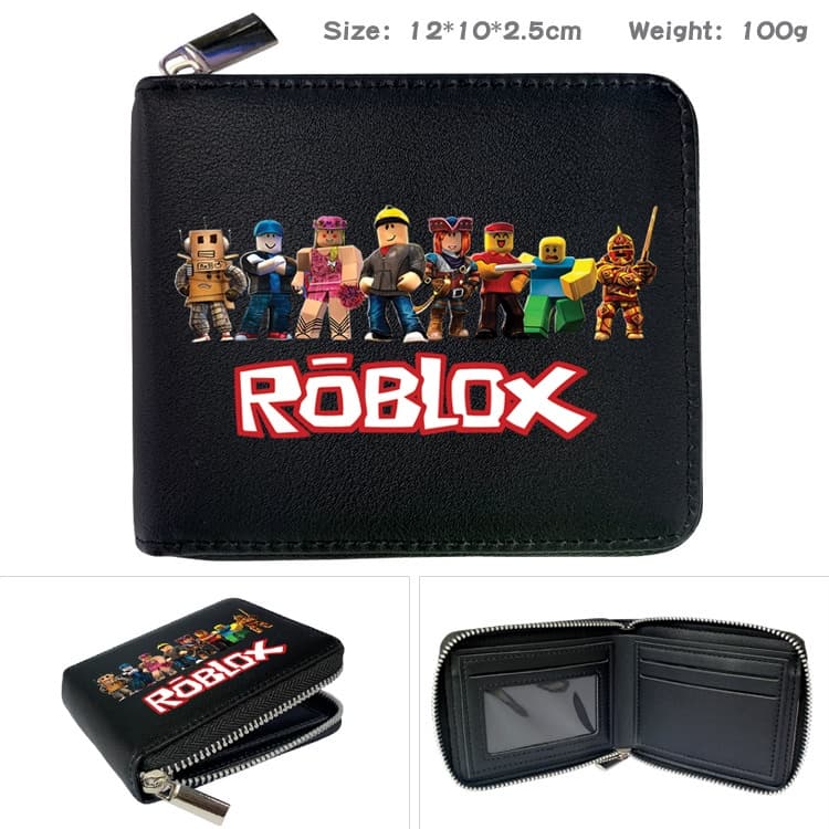 Hot Game Roblox Black Simple Casual Student Short Wallet Boy Girl Cartoon ID Coin Bifold Short Purse