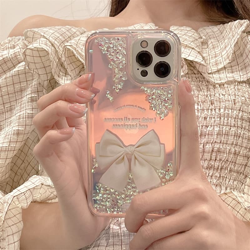 Diamond QuicksandFor iPhone 17 16 15 14 13 12 pro max Casing Girl เคสกันกระแทก Bowknot รูปที่ 8