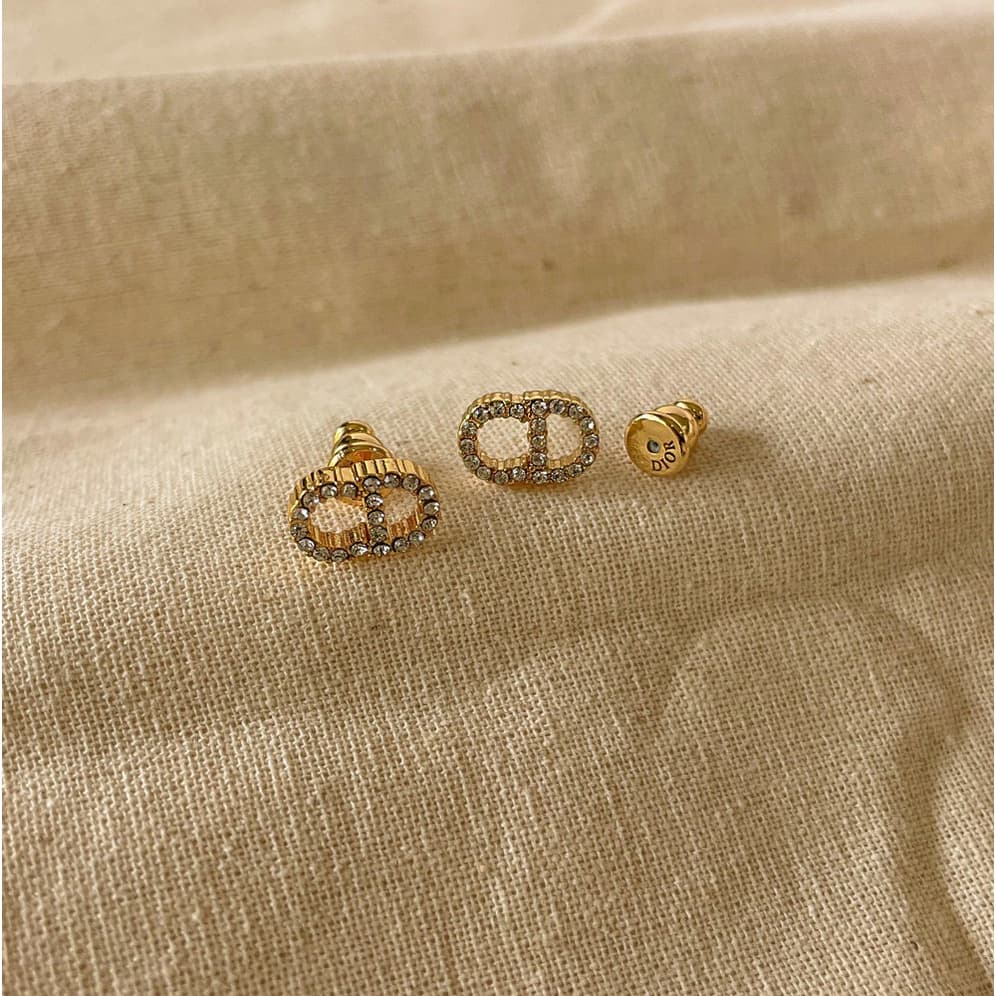 ต่างหูเงินแท้!!925 แบบห่วง วัสดุทองคำชุบ18K งานพรีเมี่ยม รุ่น CD งานพรีเมี่ยม เรียงเพชรCZ สไตล์มินิมอล Givemethat รูปที่ 3