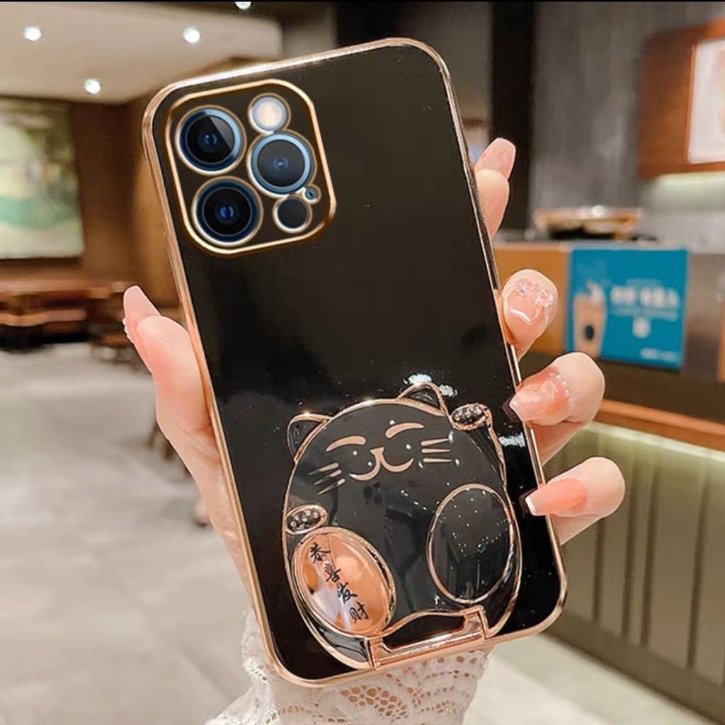 เคสโทรศัพท์ iPhone 11 11 Pro 11 Pro Max 12 12 Pro 12 Pro Max 13 13 Pro 13 Pro Max 14 14 Plus 14 Pro 14 Pro Max เคสโทรศัพท์ Gong Xi Fa Cai เคสโทรศัพท์พร้อมที่วางแมวนำโชค รูปที่ 6