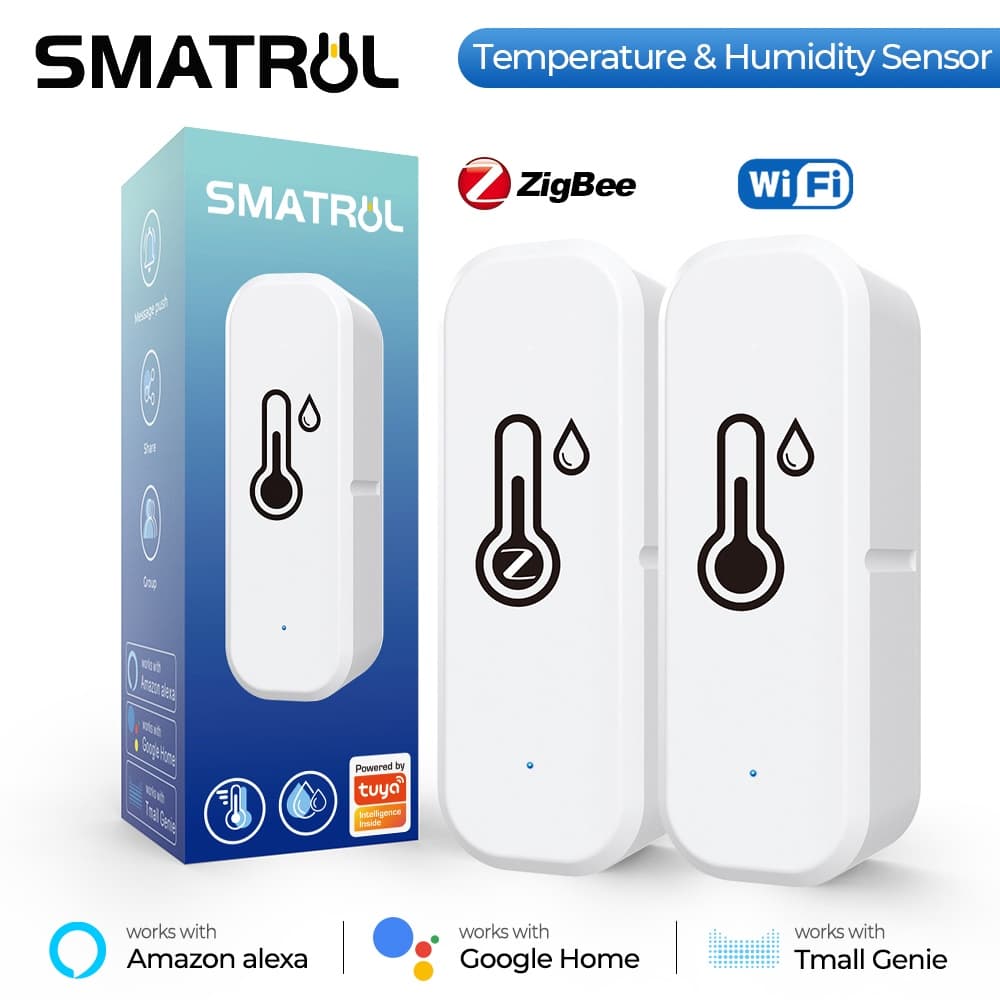 Smatrul Tuya Wifi สมาร์ทโฮม เซนเซอร์วัดอุณหภูมิ ความชื้น ในร่ม เครื่องวัดอุณหภูมิ เครื่องตรวจจับสัญญาณเตือน เสียง สมาร์ทไลฟ์ รองรับ Alexa Google Home รูปที่ 1
