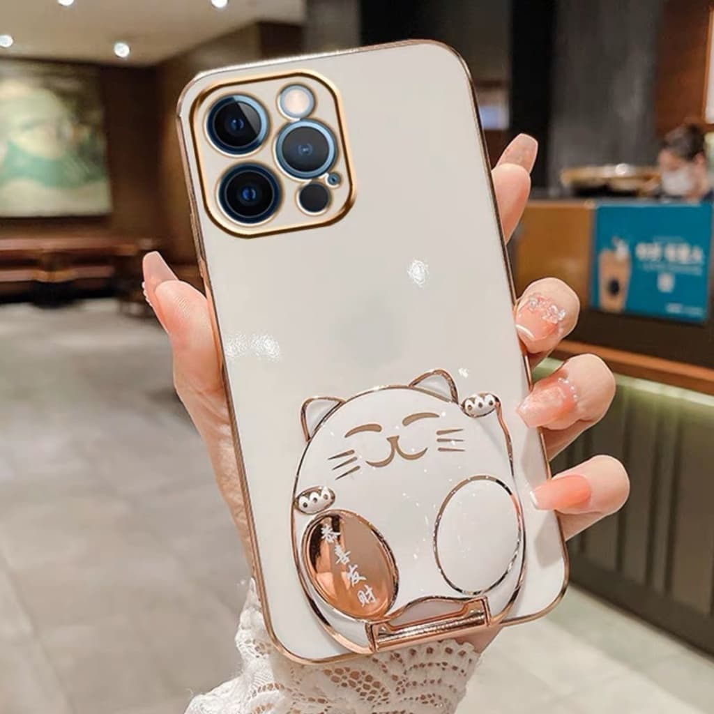 เคสโทรศัพท์ iPhone 11 11 Pro 11 Pro Max 12 12 Pro 12 Pro Max 13 13 Pro 13 Pro Max 14 14 Plus 14 Pro 14 Pro Max เคสโทรศัพท์ Gong Xi Fa Cai เคสโทรศัพท์พร้อมที่วางแมวนำโชค รูปที่ 4
