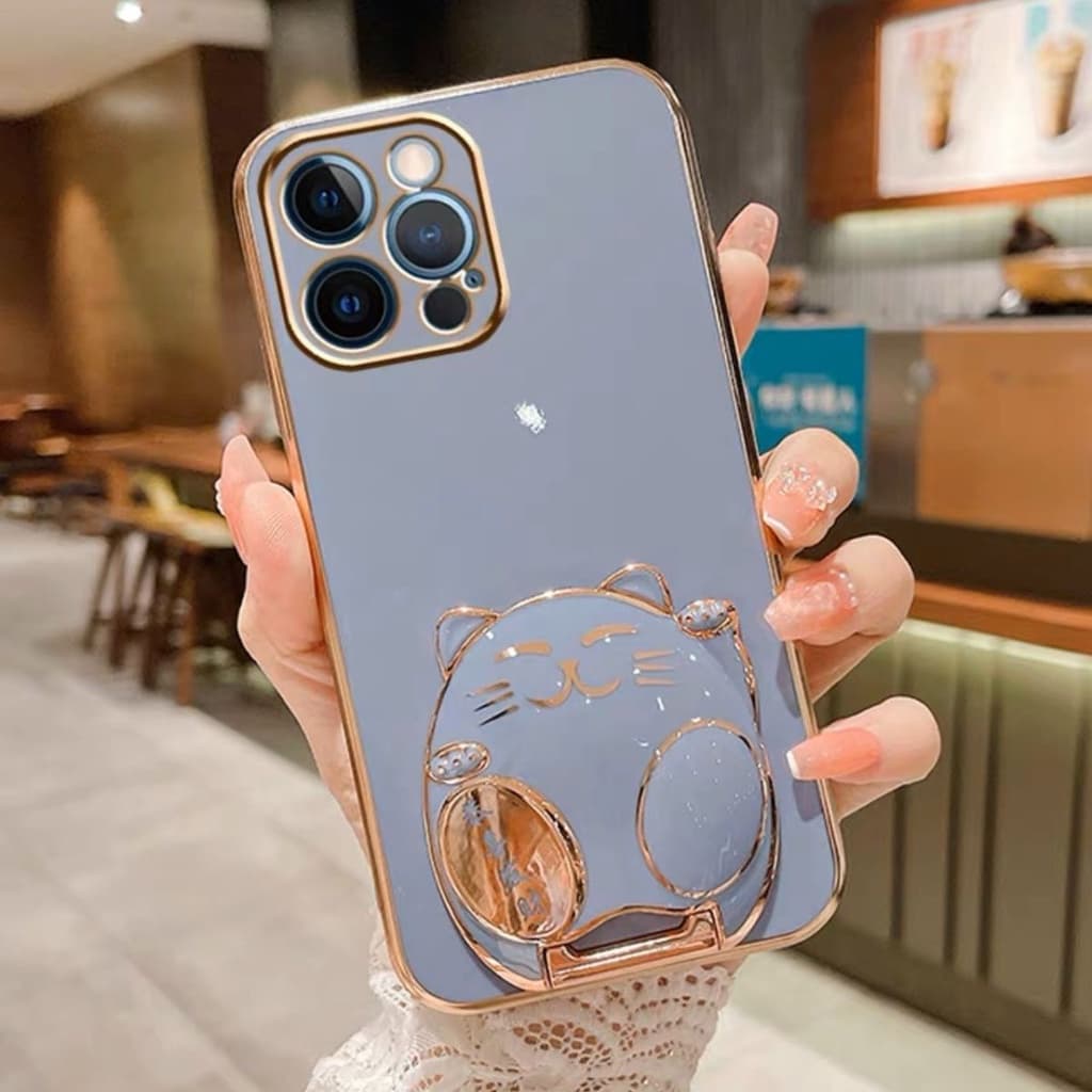 เคสโทรศัพท์ iPhone 11 11 Pro 11 Pro Max 12 12 Pro 12 Pro Max 13 13 Pro 13 Pro Max 14 14 Plus 14 Pro 14 Pro Max เคสโทรศัพท์ Gong Xi Fa Cai เคสโทรศัพท์พร้อมที่วางแมวนำโชค รูปที่ 7