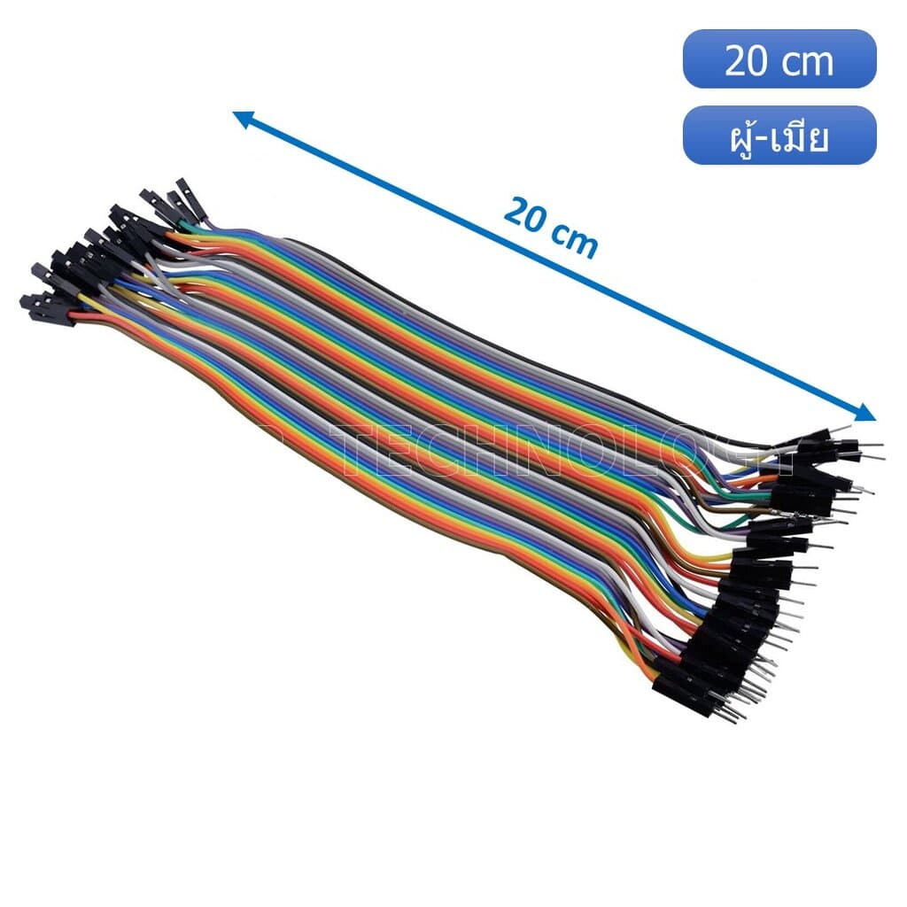 AA044 สายเชื่อมต่อวงจร สายจัมเปอร์ สายแพ 40 เส้น ผู้-เมีย ยาว 20cm Male to Female Jumper wire Arduino, Dupont... รูปที่ 2