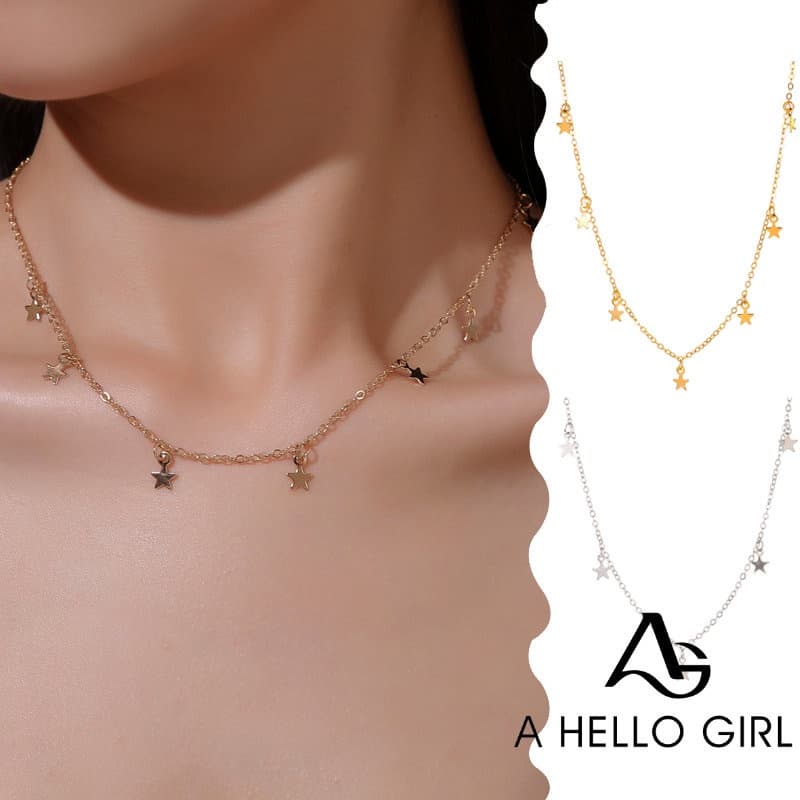 A HELLO GIRL สร้อยคอแฟชั่น จี้ดาว สีทอง สําหรับผู้หญิง สุภาพสตรี เด็กผู้หญิง เครื่องประดับสวัสดี รูปที่ 1