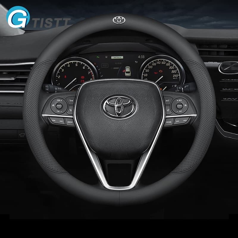 GTISTT ปลอกพวงมาลัยรถยนต์ หนังไมโครไฟเบอร์ ระบายอากาศ กันลื่น สําหรับ Toyota Corolla Wigo Wish Sienta Yaris Altis Fortuner CHR Camry Vios RAV4 Avanza Rush Inn รูปที่ 1