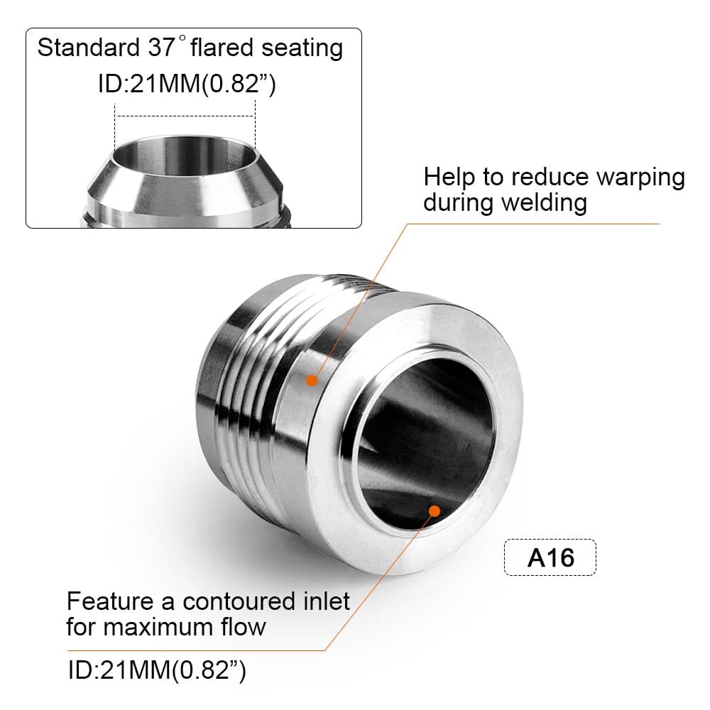 สแตนเลส ,AN6 AN8 AN10 AN12 AN16 AN20 ชาย Billet สแตนเลสตรงชาย WELD FITTING อะแดปเตอร์เชื่อม Bung Nitrus ท่อ FITTING รูปที่ 6