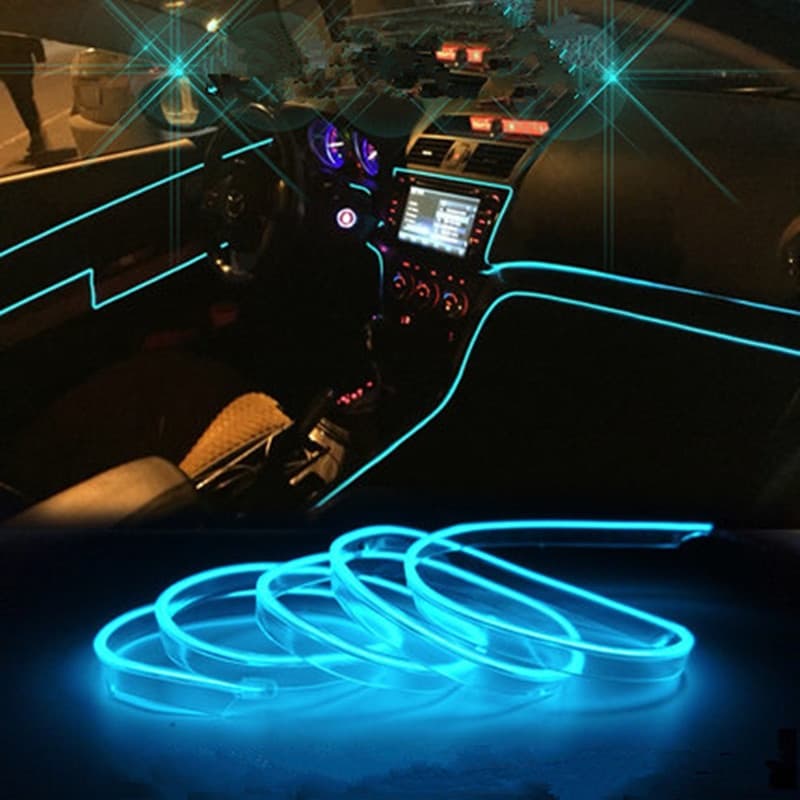 สายไฟนีออน LED 1 เมตร 3 เมตร 5 เมตร สําหรับตกแต่งรถยนต์ งานเต้นรํา ปาร์ตี้ รูปที่ 9