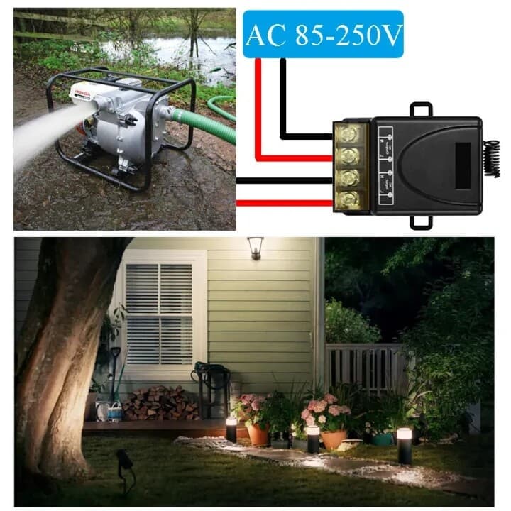 Ac220v433mhz/30a1 ช่องรีโมทคอนโทรลไร้สายสวิตช์เปิด-ปิดปั๊มน้ํา Farmland ชลประทานมอเตอร์สวิตช์ควบคุม 2 รีโมทคอนโทรล รูปที่ 2