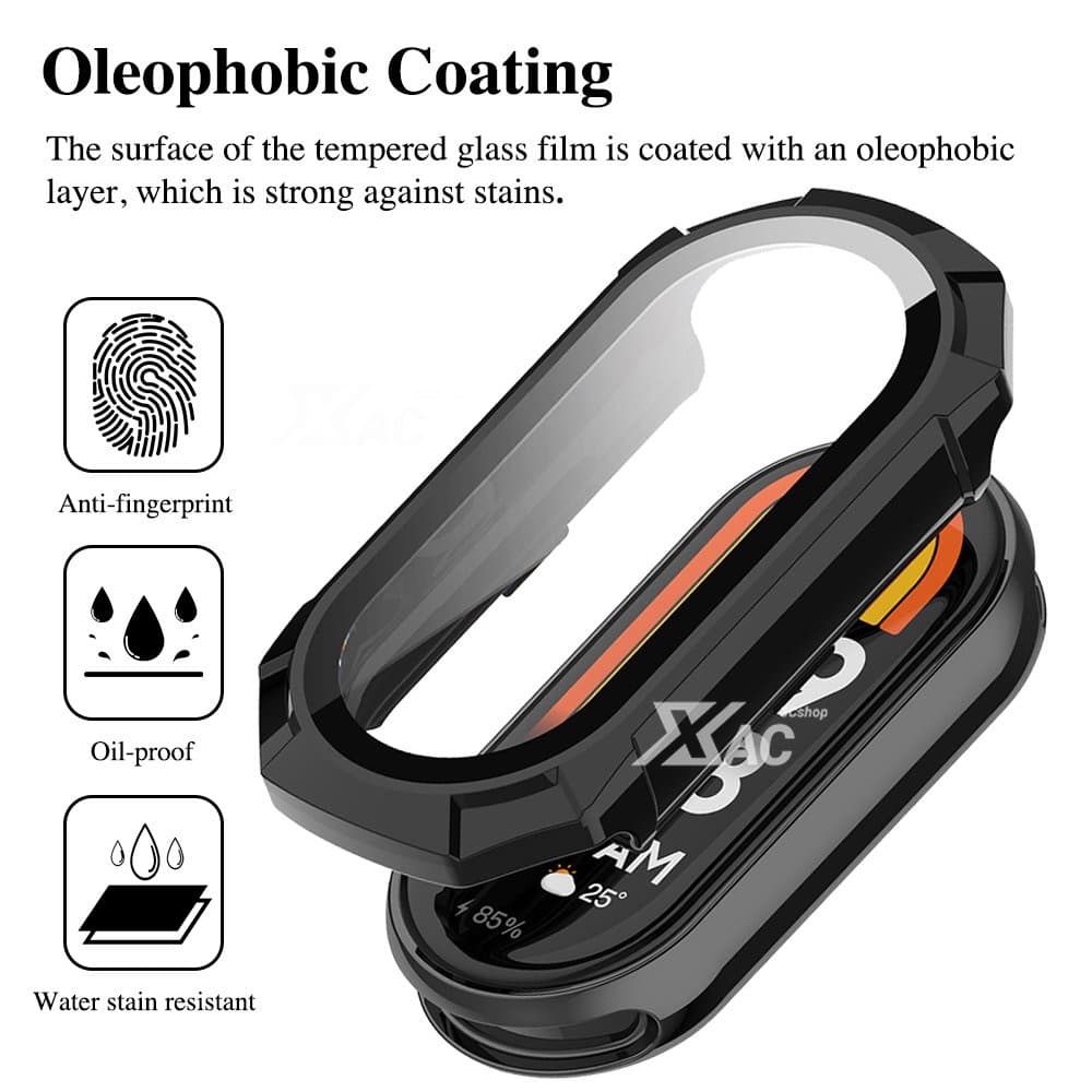 แก้ว + เคสสําหรับ Xiaomi Mi Band 10/9/8 Accessoroy PC All-around กันชนฝาครอบป้องกันสําหรับ Xiaomi Band 8 7 6 5 4 อุปกรณ์เสริม รูปที่ 3