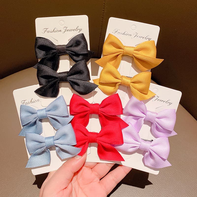 กิ๊บติดผมหางม้า ประดับโบว์ สีพื้น แบบเรียบง่าย สไตล์เกาหลี สําหรับเด็กผู้หญิง รูปที่ 4