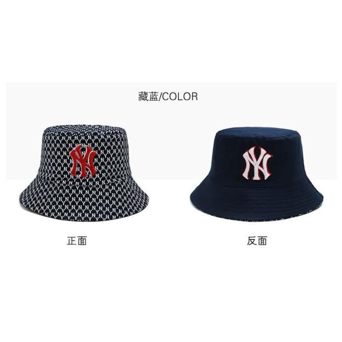 หมวกบักเก็ต NY แฟชั่นเกาหลีแบบใหม่ใส่ได้สองด้าน รูปที่ 4