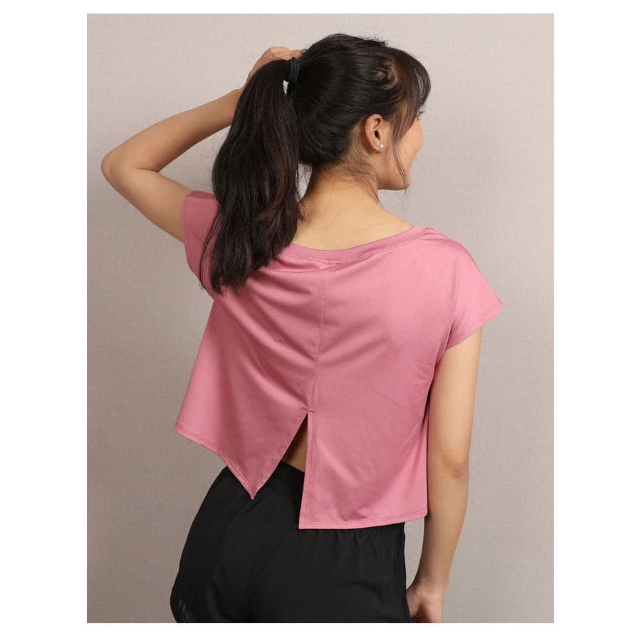เสื้อยืดแขนสั้น ผ้าตาข่าย ทรงหลวม เหมาะกับใส่เล่นโยคะ ฟิตเนส วิ่ง สําหรับผู้หญิง รูปที่ 4