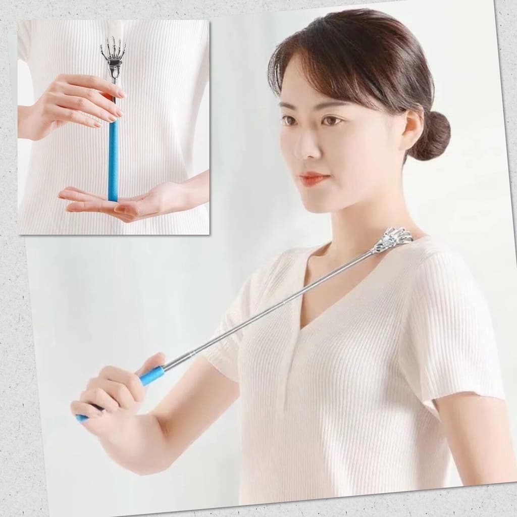 ไม้เกาหลัง มือกระดูก ปรับสั้น-ยาว ยืดหดได้ เกามันสะใจ สแตนเลส ขนาดพกพา มีที่หนีบกระเป๋า เกรดพรีเมี่ยม รูปที่ 8