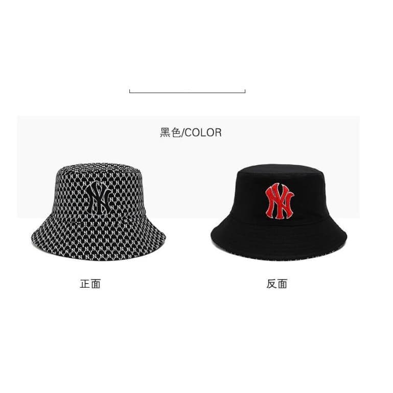 หมวกบักเก็ต NY แฟชั่นเกาหลีแบบใหม่ใส่ได้สองด้าน รูปที่ 3