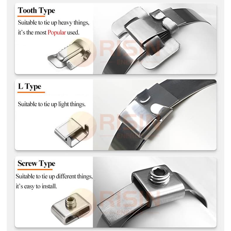 Risin หัวเข็มขัดล็อคหู สเตนเลส 304 SUS 12 มม. 16 มม. 20 มม. พร้อมสายคล้อง 20 ชิ้น ต่อล็อต รูปที่ 8