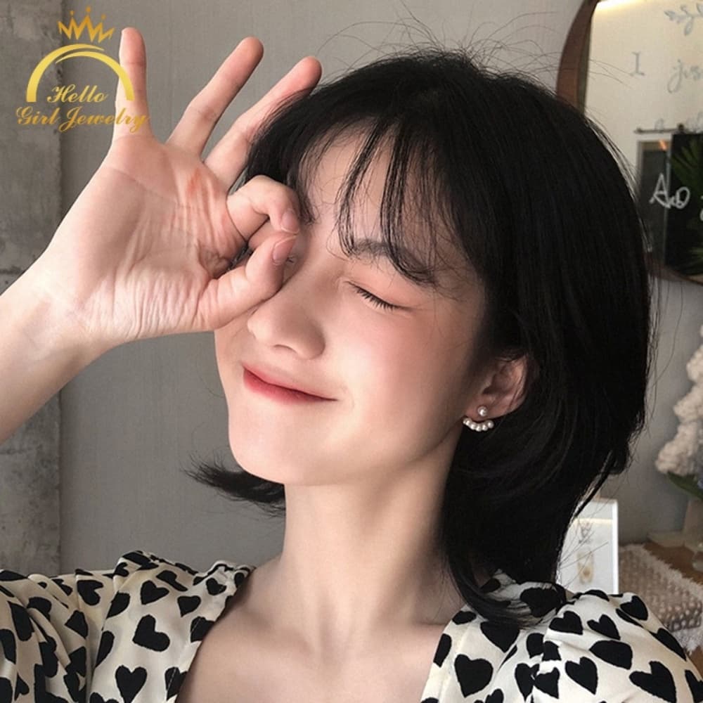 A HELLO GIRL ใหม่ ต่างหูสตั๊ด ประดับมุกจําลอง ขนาดเล็ก หรูหรา สไตล์เกาหลี แฟชั่นสําหรับผู้หญิง รูปที่ 4