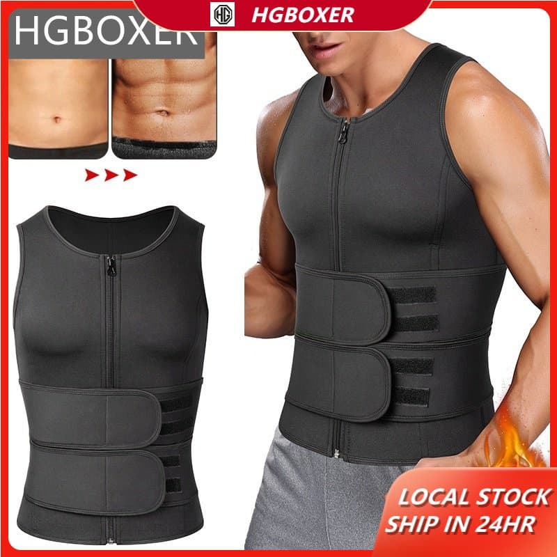 ผู้ชายเผาผลาญไขมันลดน้ำหนักเข็มขัดกับซิปผ้า Neoprene เก็บหน้าท้องแน่นเสื้อกั๊ก