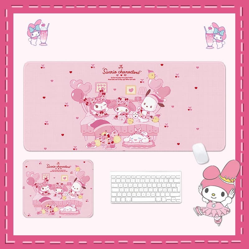 Kam แผ่นรองเมาส์ กันน้ํา ขนาดใหญ่ 800 มม. X 300 มม. พิมพ์ลายการ์ตูน Sanrio Melody HD สําหรับตกแต่งโต๊ะคอมพิวเตอร์ สํานักงาน รูปที่ 2