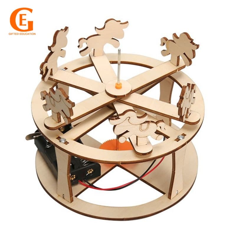 ของเล่นตัวต่อม้าหมุนไฟฟ้า ทรงกลม เพื่อการเรียนรู้วิทยาศาสตร์ DIY สําหรับเด็กนักเรียน รูปที่ 1