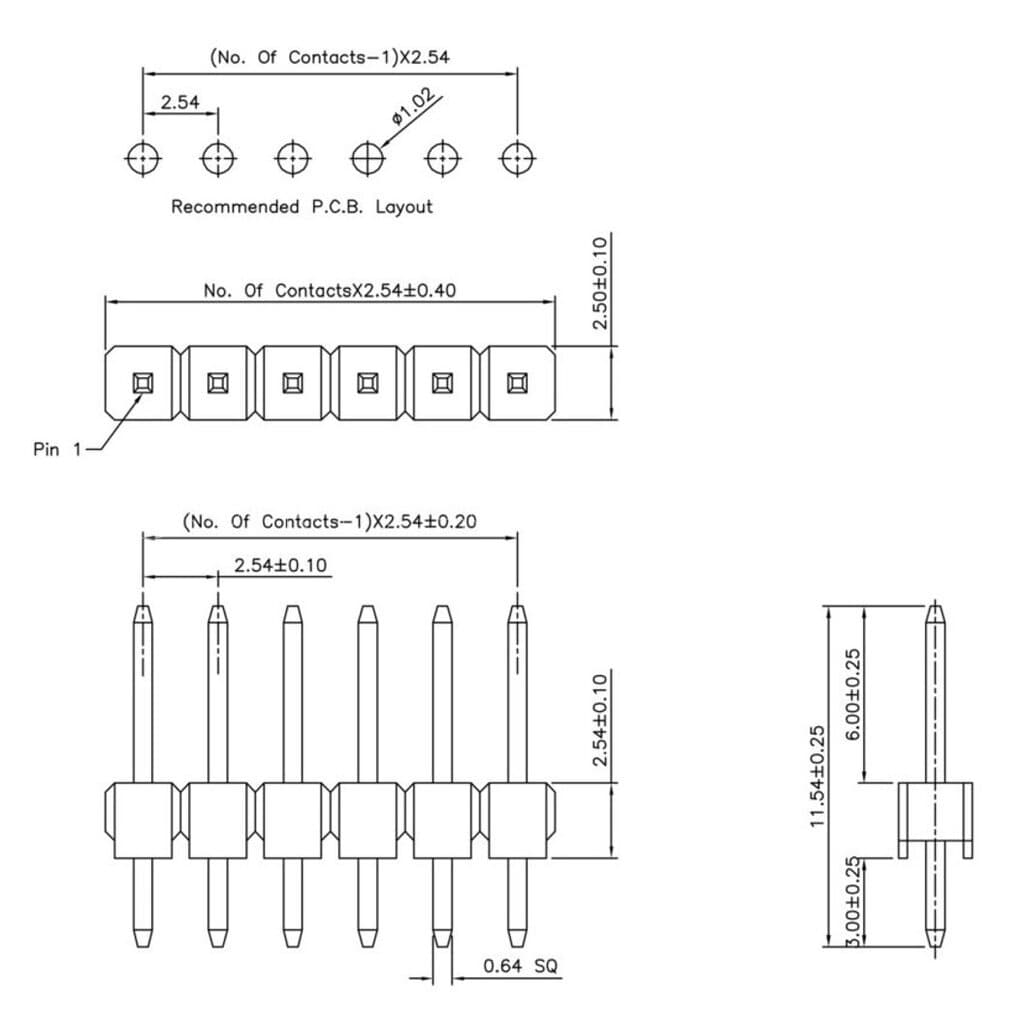 ก้างปลา ตัวผู้ ตรง 1x40 Pin 2.54mm Single Row Pin Header Male Straight Header Connector ขาต่อบอร์ด ขารอง PCB... รูปที่ 7