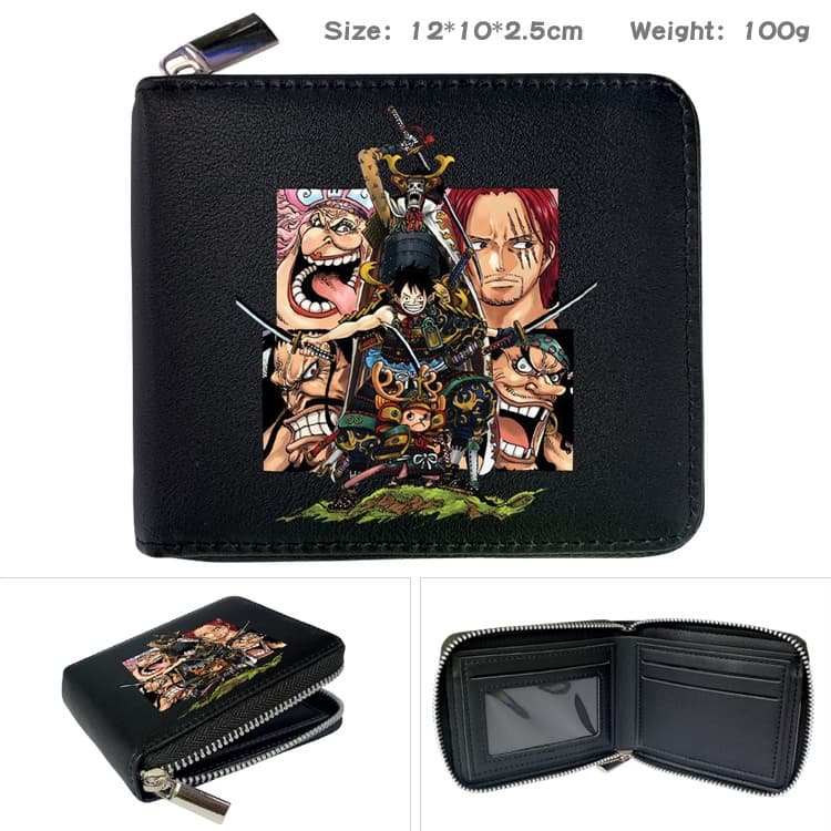 One Piece Luffy Fanily Black Simple Casual Student Short Wallet Boy Girl Cartoon ID Coin Purse รูปที่ 3