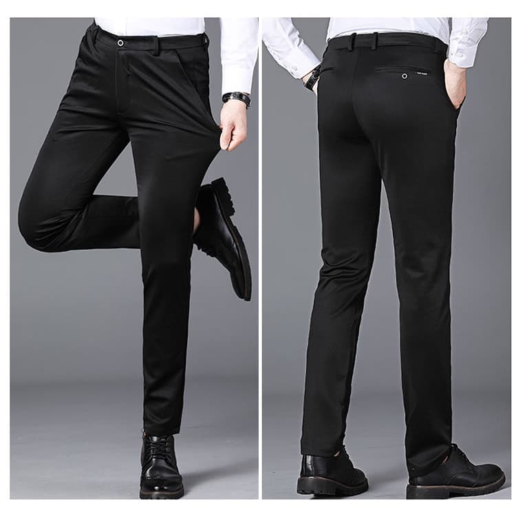 Ready Stock Mens Black Slacks Business Office อย่างเป็นทางการยืดกางเกงขายาวลําลอง Slimfit รูปที่ 2