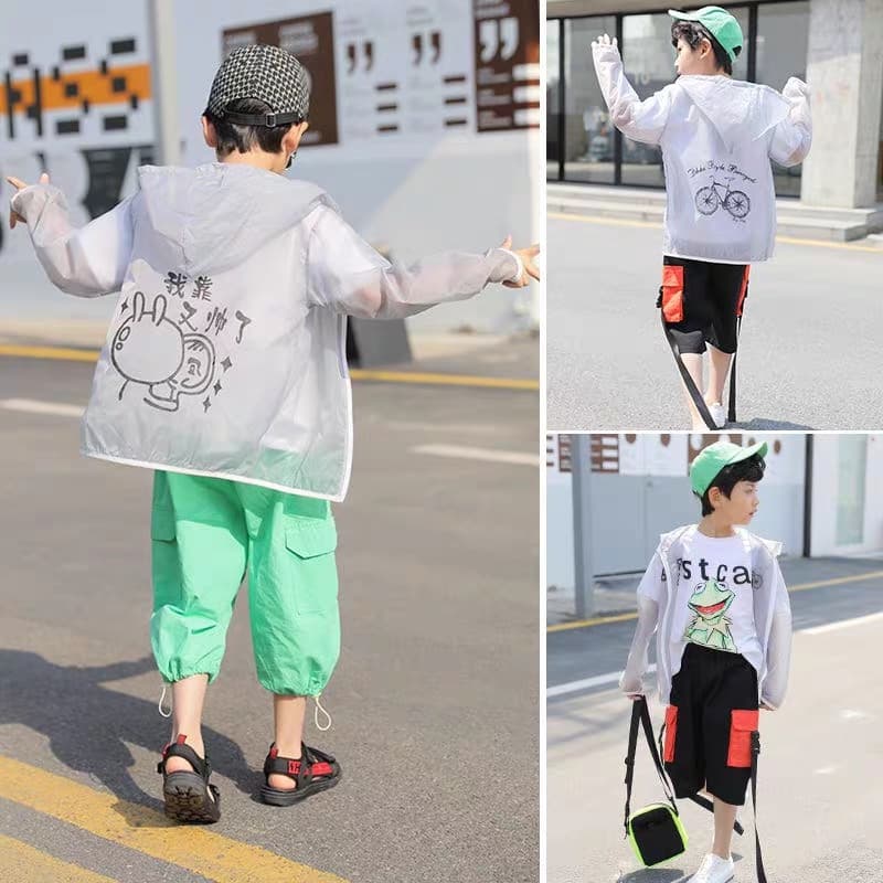เสื้อกันแดดเด็ก สื้อร่มกันแดดผ้าบาง มีทั่งเด็กเล็กและผู้ใหญ่ กันแดด เสื้อกันแดด รูปที่ 8