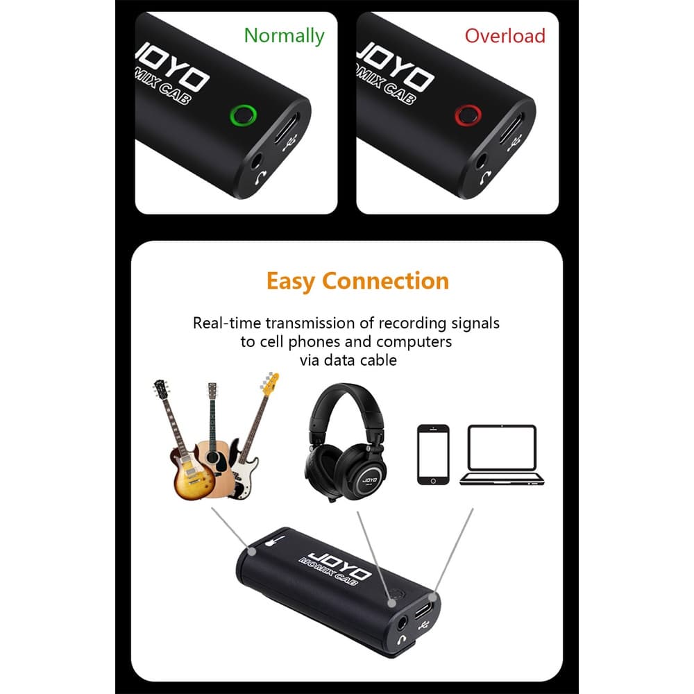 JOYO MOMIX CAB Mini Audio Mixer กีตาร์บันทึก Webcasting Live Stream แบบพกพาพ็อกเก็ตการ์ดเสียง Plug and Play รูปที่ 5